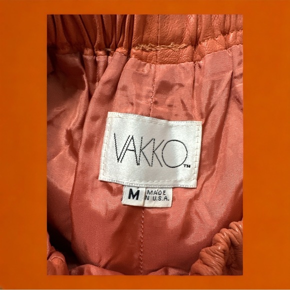 RARE Vintage 80's Vakko NYC Coral Leather Buttery Soft jogging Pants - Picture 7 of 8
